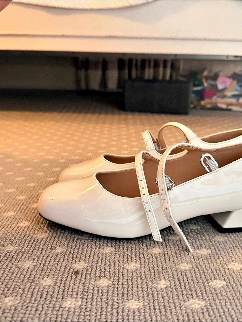 C.Paravano Double-Strap Mary Jane (Clara) Pumps Cream Size EU 37